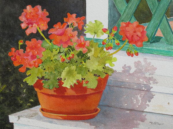 Flowers Art Print featuring the painting Arbor Gallery Steps by Mary Ellen Mueller Legault