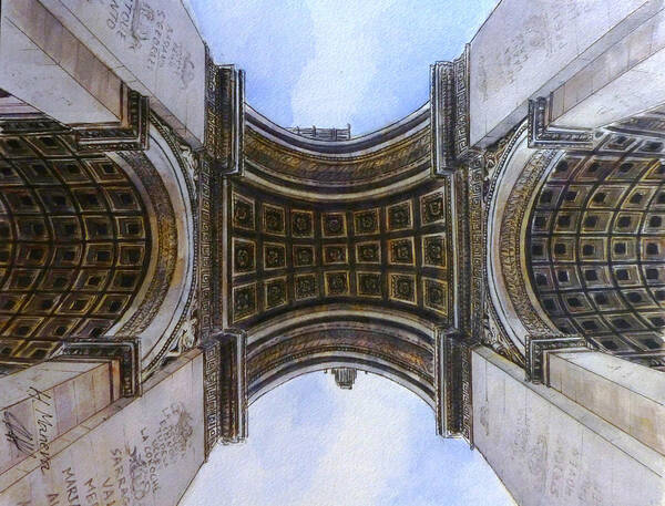 Arc De Triomphe Art Print featuring the painting Arc de Triomphe by Henrieta Maneva