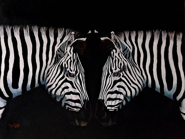 Zebra Art Print featuring the painting Are You One of Those Stripey Things Too by Barry BLAKE