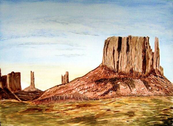 Desert Art Print featuring the painting Arizona Monuments 2 by Maris Sherwood