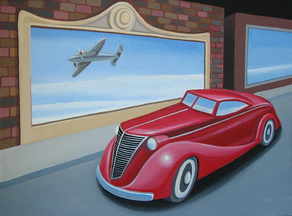 Automotive Art Print featuring the painting Art Deco Coupe by Stuart Swartz