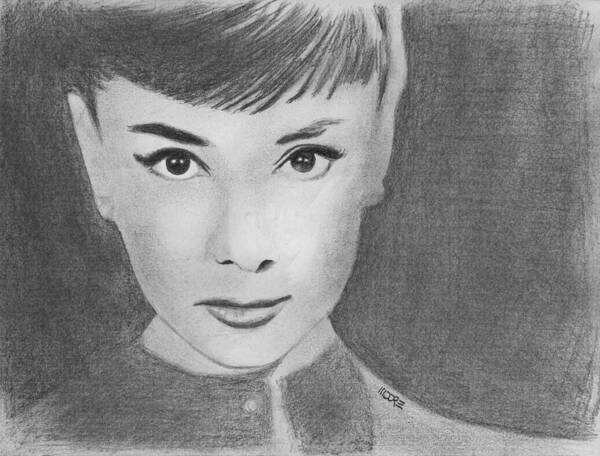 Audrey Hepburn Art Print featuring the drawing Audrey Hepburn by Pat Moore