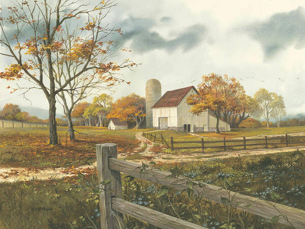 Michael Humphries Art Print featuring the painting Autumn Barn by Michael Humphries