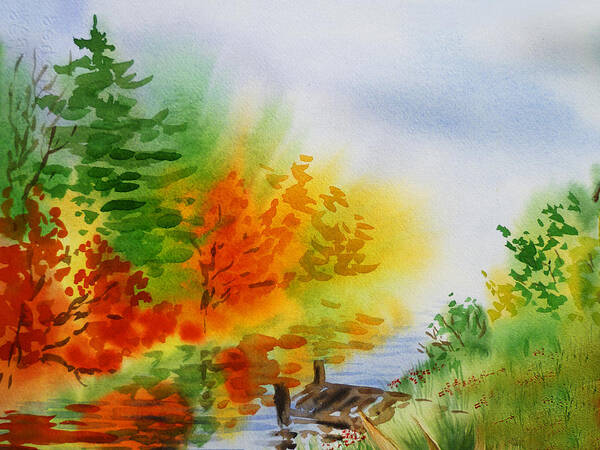 Autumn Art Print featuring the painting Autumn Burst Of Fall Impressionism by Irina Sztukowski