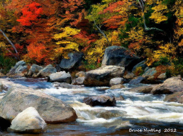 Colorful Art Print featuring the painting Autumn Creek by Bruce Nutting