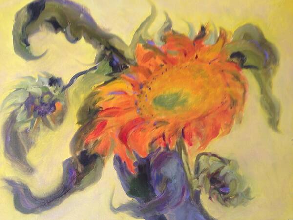 Sunflower Art Print featuring the painting Avenging Sunflower by Karen Carmean