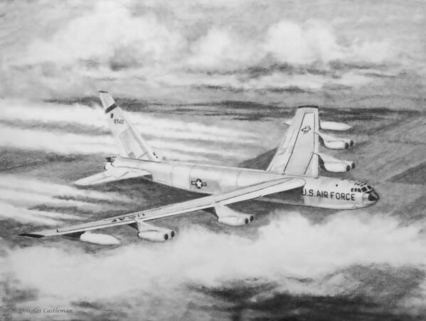 Air Force Art Print featuring the drawing B-52 by Douglas Castleman