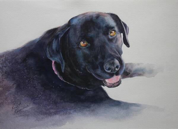 Black Lab Art Print featuring the painting Bailey by Ruth Kamenev