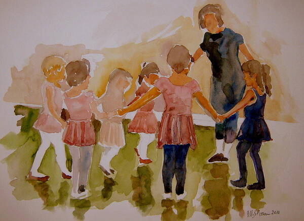 Girls Art Print featuring the painting Ballet Class by Jeffrey S Perrine