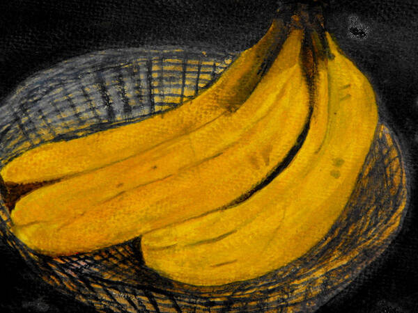 Still Life Art Print featuring the painting Bananas in Basket by Larry Farris