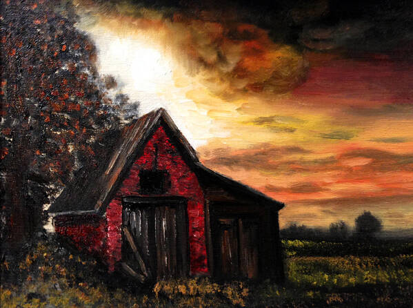 Landscape Art Print featuring the painting Barn Burner 2 by Deb Wolf