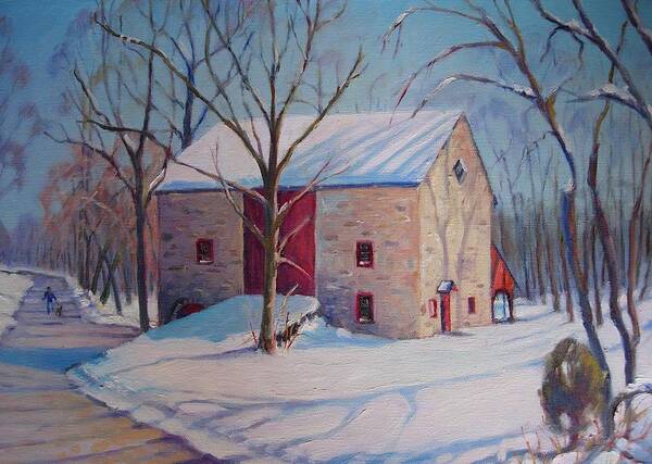 Barn Art Print featuring the painting Barn With The Red Door by Bonita Waitl