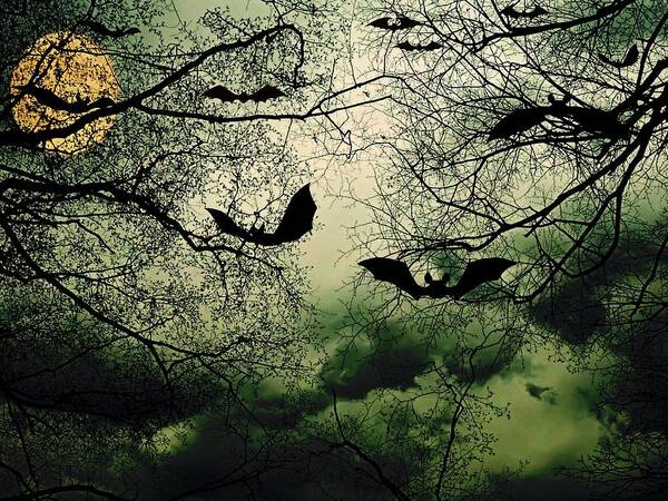 Abstract Art Print featuring the photograph Bats From Hell by Barbara S Nickerson
