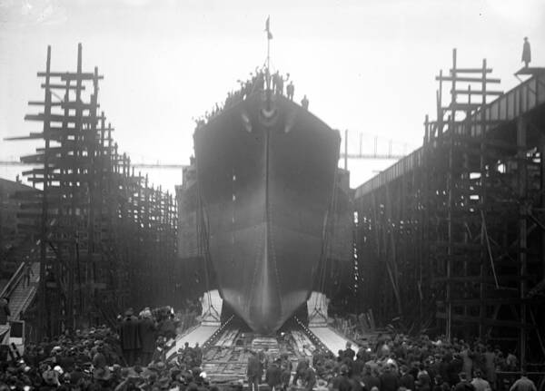 1917 Art Print featuring the photograph Battleship Launch, 1917 by Granger