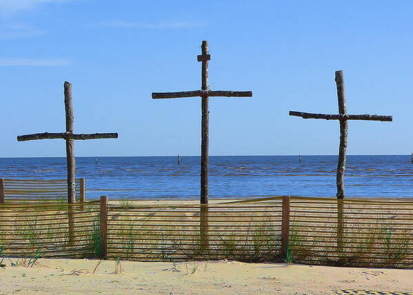 Beach Crosses Art Print featuring the photograph Beach Crosses by Kathy K McClellan