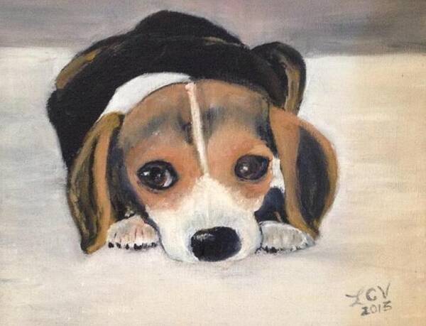 Beagle Rescue Art Print featuring the painting Beagle Resting by Lucille Valentino