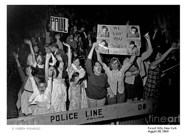 Beatles Art Print featuring the photograph Beatles Crowd - 2 by Larry Mulvehill