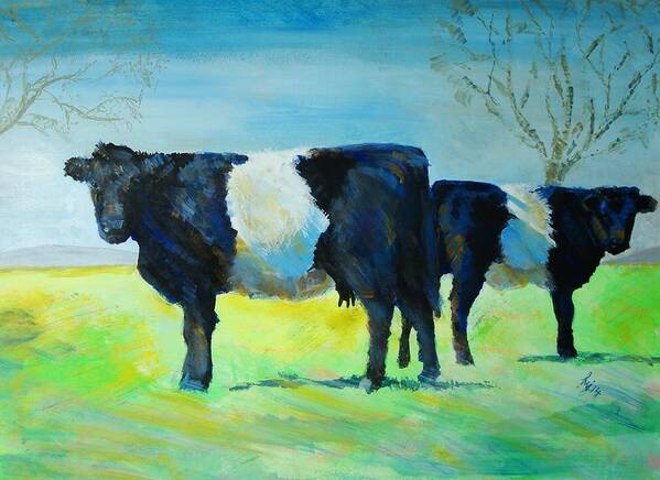 Belted Art Print featuring the painting Belted Galloway Cows by Mike Jory