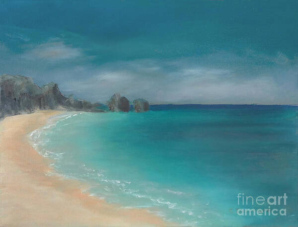 Bermuda Art Print featuring the painting Bermuda beach morning by Carol DENMARK