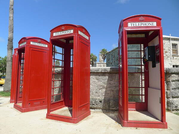 Call Box Art Print featuring the photograph Bermuda Phone Boxes 1 by Richard Reeve