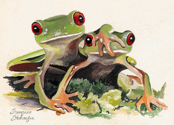 Frog Art Print featuring the painting BFF Froggies by Suzanne Schaefer