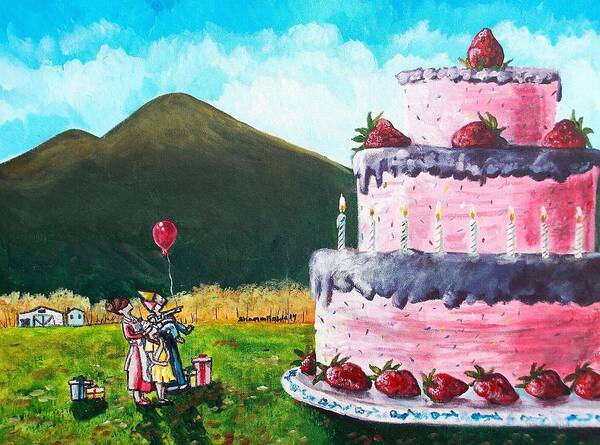Birthday Art Print featuring the painting Big Birthday Surprise by Shana Rowe Jackson