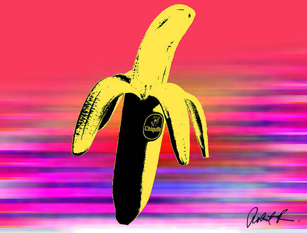 Bannana Art Print featuring the painting Big Chiquita Bannana on Canvas by Robert R SIGNED by Robert R Splashy Art Abstract Paintings