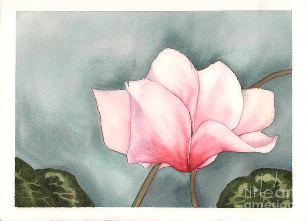 Cyclamen Art Print featuring the painting Big Pink Cyclamen by Hilda Wagner