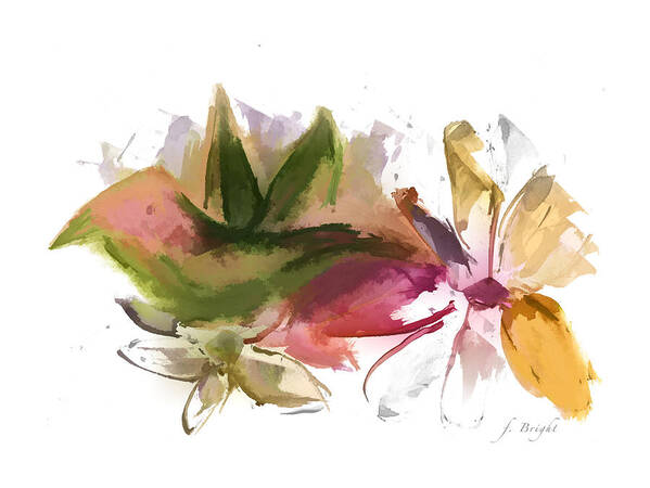 Bird In The Flowers Art Print featuring the digital art Bird In the Flowers by Frank Bright