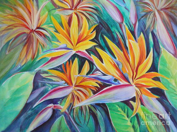 Birds Of Paradise Art Print featuring the painting Birds of Paradise by Summer Celeste