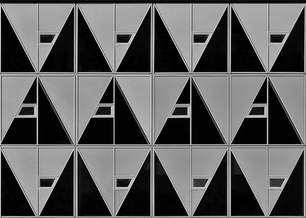 Black Art Print featuring the photograph Black And Grey Triangles by Theo Luycx