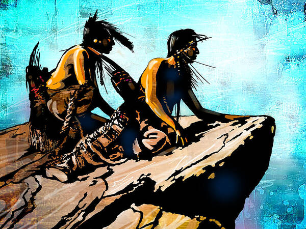 Native Americans Art Print featuring the painting Blackfeet Scouts by Paul Sachtleben