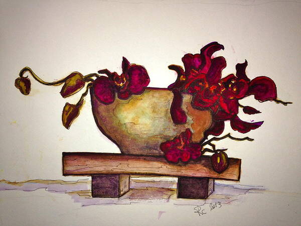 Flowers Art Print featuring the painting Bloody Orchids by Rae Chichilnitsky