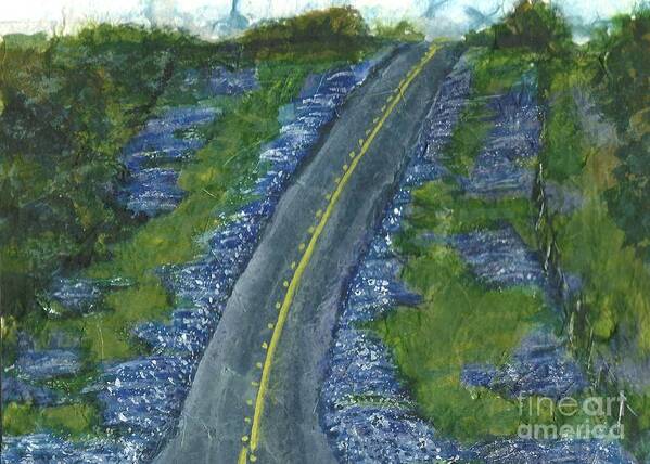 Road Art Print featuring the painting Blue Bonnet Road by Lynn Babineau