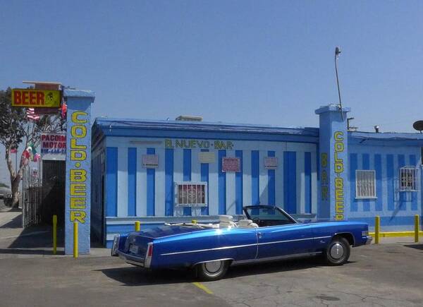Music Art Print featuring the photograph Blue Cadillac At The Nuevo Bar by Jim Steinfeldt