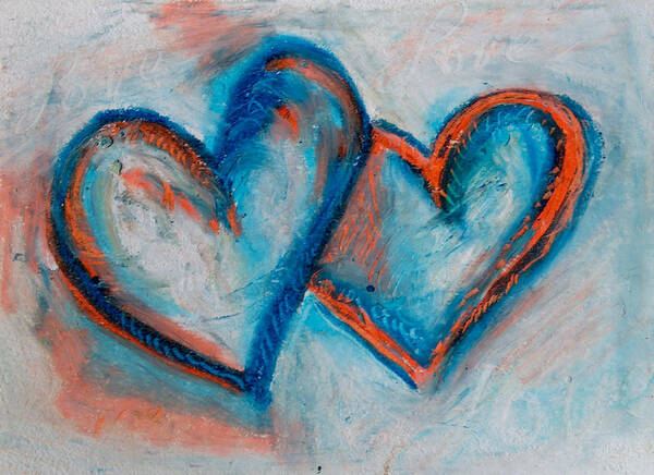 Love Art Print featuring the pastel Blue Hearts by Racquel Morgan