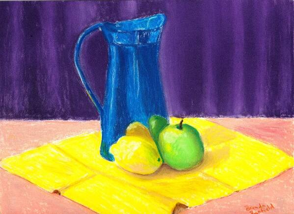 Jug Art Print featuring the pastel Blue Jug by Brenda Bonfield