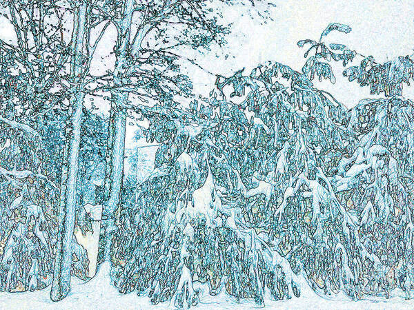 Snow Art Print featuring the digital art Blue Spruce by Lynellen Nielsen