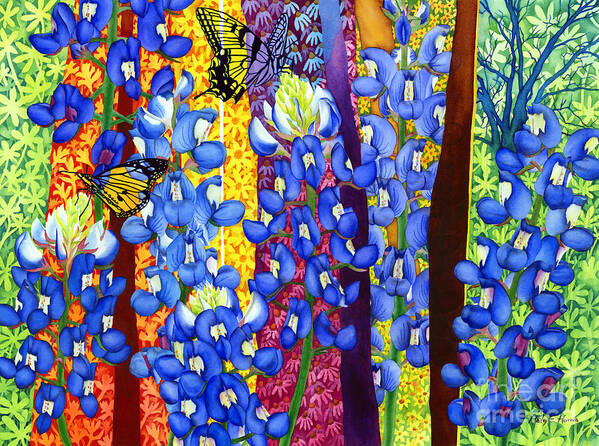 Bluebonnet Art Print featuring the painting Bluebonnet Garden by Hailey E Herrera