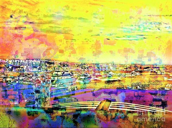 Modern Art Art Print featuring the painting Boat Harbor by Steven Pipella
