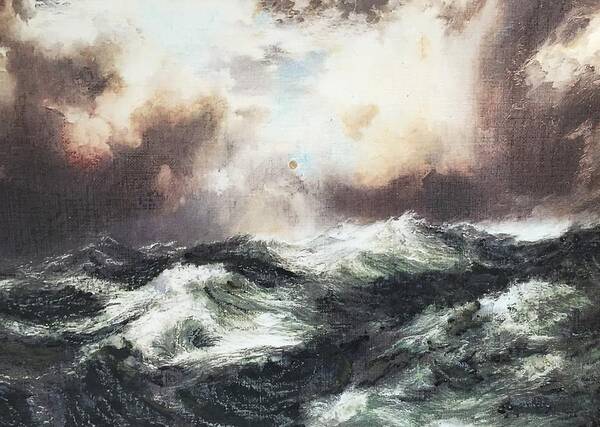 Waves Art Print featuring the painting Braving The Storm by Cara Frafjord