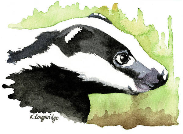 Badger Art Print featuring the painting Brock Badger by Karen Loughridge KLArt