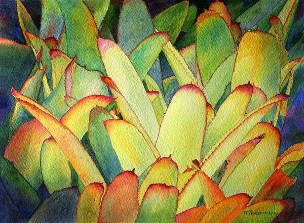 Flowers Art Print featuring the painting Bromeliads I by Roger Rockefeller