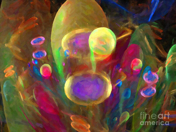 Bubbles Art Print featuring the digital art Bubble Circus Fractal by Dee Flouton