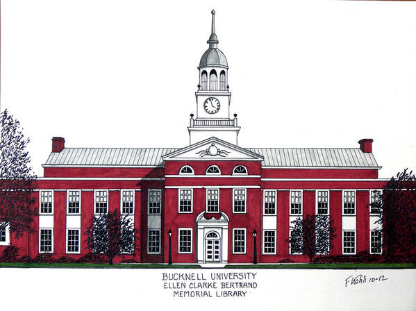 Bucknell University Buildings Drawings Art Print featuring the drawing Bucknell University by Frederic Kohli