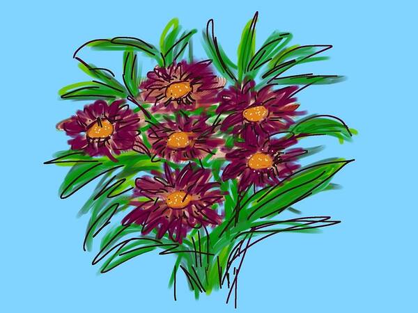 Floral Art Print featuring the digital art Bunch of Daisies by Christine Fournier