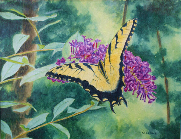Butterfly Art Print featuring the painting Butterfly Bush by Jill Ciccone Pike