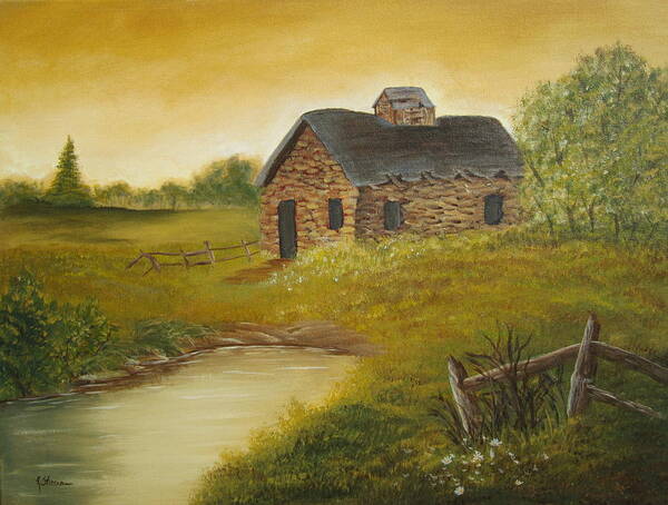  Art Print featuring the painting Cabin by Kathy Sheeran