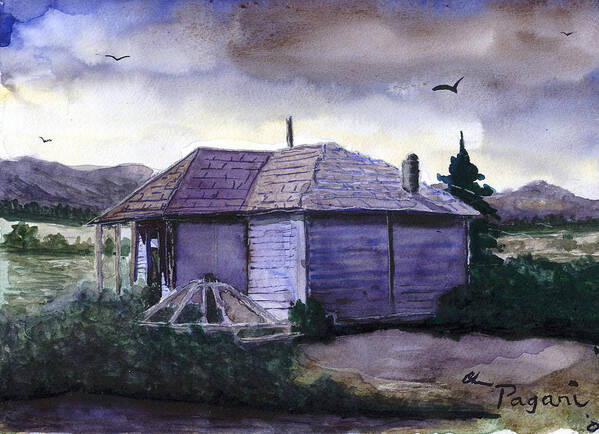 Schoolhouse Art Print featuring the painting Camp Creek School Watercolor by Chriss Pagani
