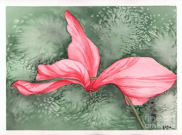 Cyclamen Art Print featuring the painting Candy Cane Cyclamen by Hilda Wagner